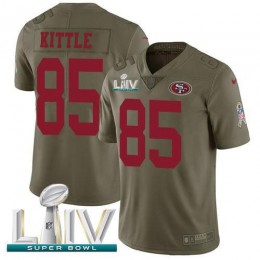 49ers #85 George Kittle Olive Super Bowl LIV 2020 Men's Stitched NFL Limited 2017 Salute To Service Jersey