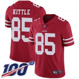 49ers #85 George Kittle Red Team Color Men's Stitched NFL 100th Season Vapor Limited Jersey