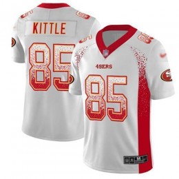 49ers #85 George Kittle White Men's Stitched NFL Limited Rush Drift Fashion Jersey