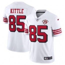 49ers #85 George Kittle White Rush Men's 75th Anniversary Stitched NFL Vapor Untouchable Limited Jersey