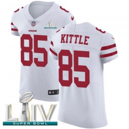 49ers #85 George Kittle White Super Bowl LIV 2020 Men's Stitched NFL Vapor Untouchable Elite Jersey