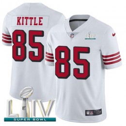 49ers #85 George Kittle White Super Bowl LIV 2020 Rush Men's Stitched NFL Vapor Untouchable Limited Jersey