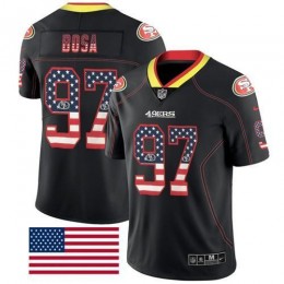 49ers #97 Nick Bosa Black Men's Stitched NFL Limited Rush USA Flag Jersey