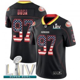 49ers #97 Nick Bosa Black Super Bowl LIV 2020 Men's Stitched NFL Limited Rush USA Flag Jersey