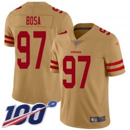 49ers #97 Nick Bosa Gold Men's Stitched NFL Limited Inverted Legend 100th Season Jersey