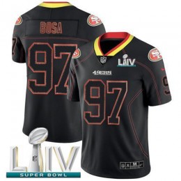 49ers #97 Nick Bosa Lights Out Black Super Bowl LIV 2020 Men's Stitched NFL Limited Rush Jersey
