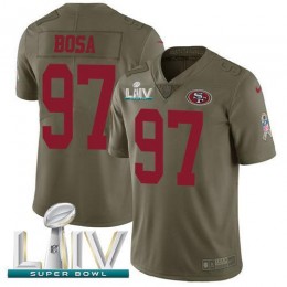 49ers #97 Nick Bosa Olive Super Bowl LIV 2020 Men's Stitched NFL Limited 2017 Salute To Service Jersey