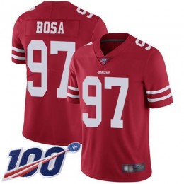 49ers #97 Nick Bosa Red Team Color Men's Stitched NFL 100th Season Vapor Limited Jersey
