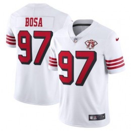 49ers #97 Nick Bosa White Rush Men's 75th Anniversary Stitched NFL Vapor Untouchable Limited Jersey