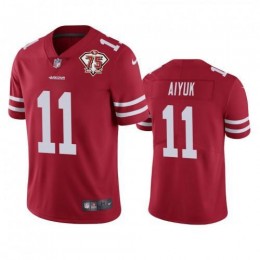 San Francisco 49ers #11 Brandon Aiyuk Red Men's 75th Anniversary Stitched NFL Vapor Untouchable Limited Jersey