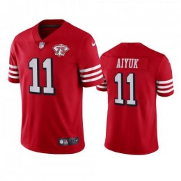 San Francisco 49ers #11 Brandon Aiyuk Red Rush Men's 75th Anniversary Stitched NFL Vapor Untouchable Limited Jersey