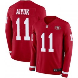 San Francisco 49ers #11 Brandon Aiyuk Red Team Color Men's Stitched NFL Limited Therma Long Sleeve Jersey