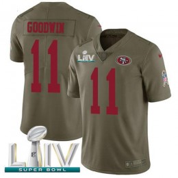 San Francisco 49ers #11 Marquise Goodwin Olive Super Bowl LIV 2020 Men's Stitched NFL Limited 2017 Salute To Service Jersey