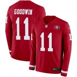 San Francisco 49ers #11 Marquise Goodwin Red Team Color Men's Stitched NFL Limited Therma Long Sleeve Jersey