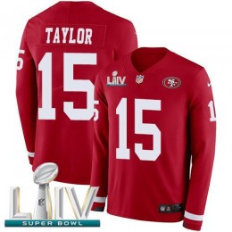 San Francisco 49ers #15 Trent Taylor Red Super Bowl LIV 2020 Team Color Men's Stitched NFL Limited Therma Long Sleeve Jersey