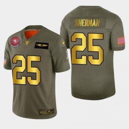 San Francisco 49ers #25 Richard Sherman Men's Olive Gold 2019 Salute to Service NFL 100 Limited Jersey