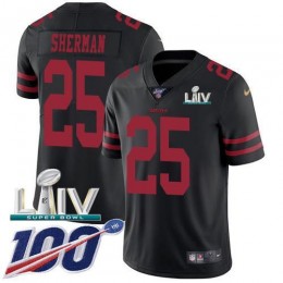 San Francisco 49ers #25 Richard Sherman Black Super Bowl LIV 2020 Alternate Men's Stitched NFL 100th Season Vapor Limited Jersey