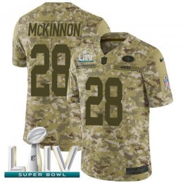 San Francisco 49ers #28 Jerick McKinnon Camo Super Bowl LIV 2020 Men's Stitched NFL Limited 2018 Salute To Service Jersey