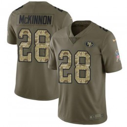 San Francisco 49ers #28 Jerick McKinnon Olive/Camo Men's Stitched NFL Limited 2017 Salute To Service Jersey