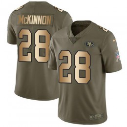 San Francisco 49ers #28 Jerick McKinnon Olive/Gold Men's Stitched NFL Limited 2017 Salute To Service Jersey