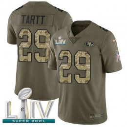 San Francisco 49ers #29 Jaquiski Tartt Olive/Camo Super Bowl LIV 2020 Men's Stitched NFL Limited 2017 Salute To Service Jersey
