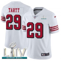 San Francisco 49ers #29 Jaquiski Tartt White Super Bowl LIV 2020 Rush Men's Stitched NFL Vapor Untouchable Limited Jersey