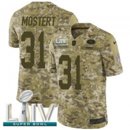 San Francisco 49ers #31 Raheem Mostert Camo Super Bowl LIV 2020 Men's Stitched NFL Limited 2018 Salute To Service Jersey