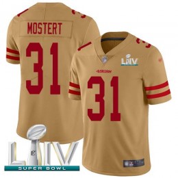San Francisco 49ers #31 Raheem Mostert Gold Super Bowl LIV 2020 Men's Stitched NFL Limited Inverted Legend Jersey