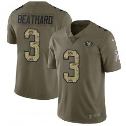 San Francisco 49ers #3 C.J. Beathard Olive/Camo Men's Stitched NFL Limited 2017 Salute To Service Jersey
