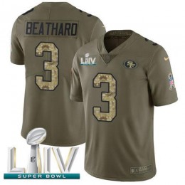 San Francisco 49ers #3 C.J. Beathard Olive/Camo Super Bowl LIV 2020 Men's Stitched NFL Limited 2017 Salute To Service Jersey