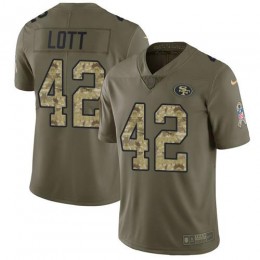 San Francisco 49ers #42 Ronnie Lott Olive/Camo Men's Stitched NFL Limited 2017 Salute To Service Jersey