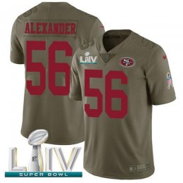 San Francisco 49ers #56 Kwon Alexander Olive Super Bowl LIV 2020 Men's Stitched NFL Limited 2017 Salute To Service Jersey