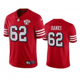 San Francisco 49ers #62 Aaron Banks Red Rush Men's 75th Anniversary Stitched NFL Vapor Untouchable Limited Jersey