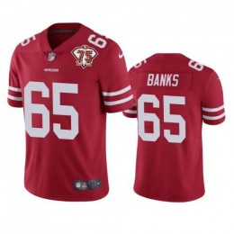 San Francisco 49ers #65 Aaron Banks Red Men's 75th Anniversary Stitched NFL Vapor Untouchable Limited Jersey