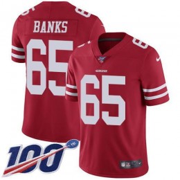 San Francisco 49ers #65 Aaron Banks Red Team Color Men's Stitched NFL 100th Season Vapor Limited Jersey