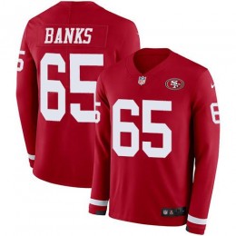 San Francisco 49ers #65 Aaron Banks Red Team Color Men's Stitched NFL Limited Therma Long Sleeve Jersey