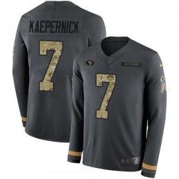 San Francisco 49ers #7 Colin Kaepernick Anthracite Salute to Service Men's Stitched NFL Limited Therma Long Sleeve Jersey