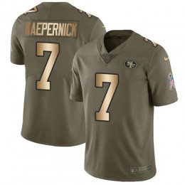 San Francisco 49ers #7 Colin Kaepernick Olive/Gold Men's Stitched NFL Limited 2017 Salute To Service Jersey