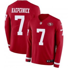 San Francisco 49ers #7 Colin Kaepernick Red Team Color Men's Stitched NFL Limited Therma Long Sleeve Jersey