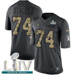 San Francisco 49ers #74 Joe Staley Black Super Bowl LIV 2020 Men's Stitched NFL Limited 2016 Salute to Service Jersey
