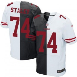 San Francisco 49ers #74 Joe Staley Black/White Men's Stitched NFL Elite Split Jersey