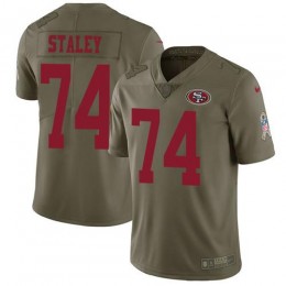 San Francisco 49ers #74 Joe Staley Olive Men's Stitched NFL Limited 2017 Salute to Service Jersey