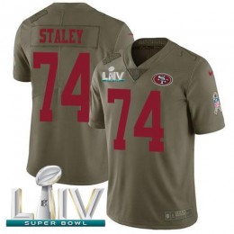San Francisco 49ers #74 Joe Staley Olive Super Bowl LIV 2020 Men's Stitched NFL Limited 2017 Salute To Service Jersey