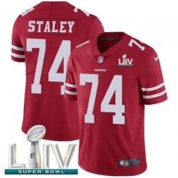 San Francisco 49ers #74 Joe Staley Red Super Bowl LIV 2020 Team Color Men's Stitched NFL Vapor Untouchable Limited Jersey