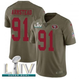 San Francisco 49ers #91 Arik Armstead Olive Super Bowl LIV 2020 Men's Stitched NFL Limited 2017 Salute To Service Jersey