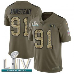 San Francisco 49ers #91 Arik Armstead Olive/Camo Super Bowl LIV 2020 Men's Stitched NFL Limited 2017 Salute To Service Jersey