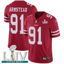 San Francisco 49ers #91 Arik Armstead Red Super Bowl LIV 2020 Team Color Men's Stitched NFL Vapor Untouchable Limited Jersey