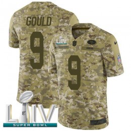 San Francisco 49ers #9 Robbie Gould Camo Super Bowl LIV 2020 Men's Stitched NFL Limited 2018 Salute To Service Jersey