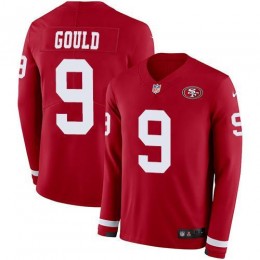 San Francisco 49ers #9 Robbie Gould Red Team Color Men's Stitched NFL Limited Therma Long Sleeve Jersey