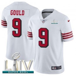 San Francisco 49ers #9 Robbie Gould White Super Bowl LIV 2020 Rush Men's Stitched NFL Vapor Untouchable Limited Jersey